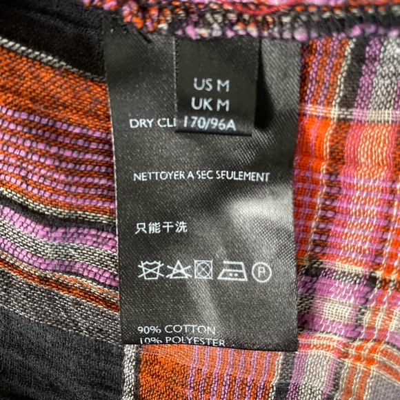 Free People We the Free Womens Multicolor Plaid Tie Waist Button Up Top Size M - Picture 7 of 12